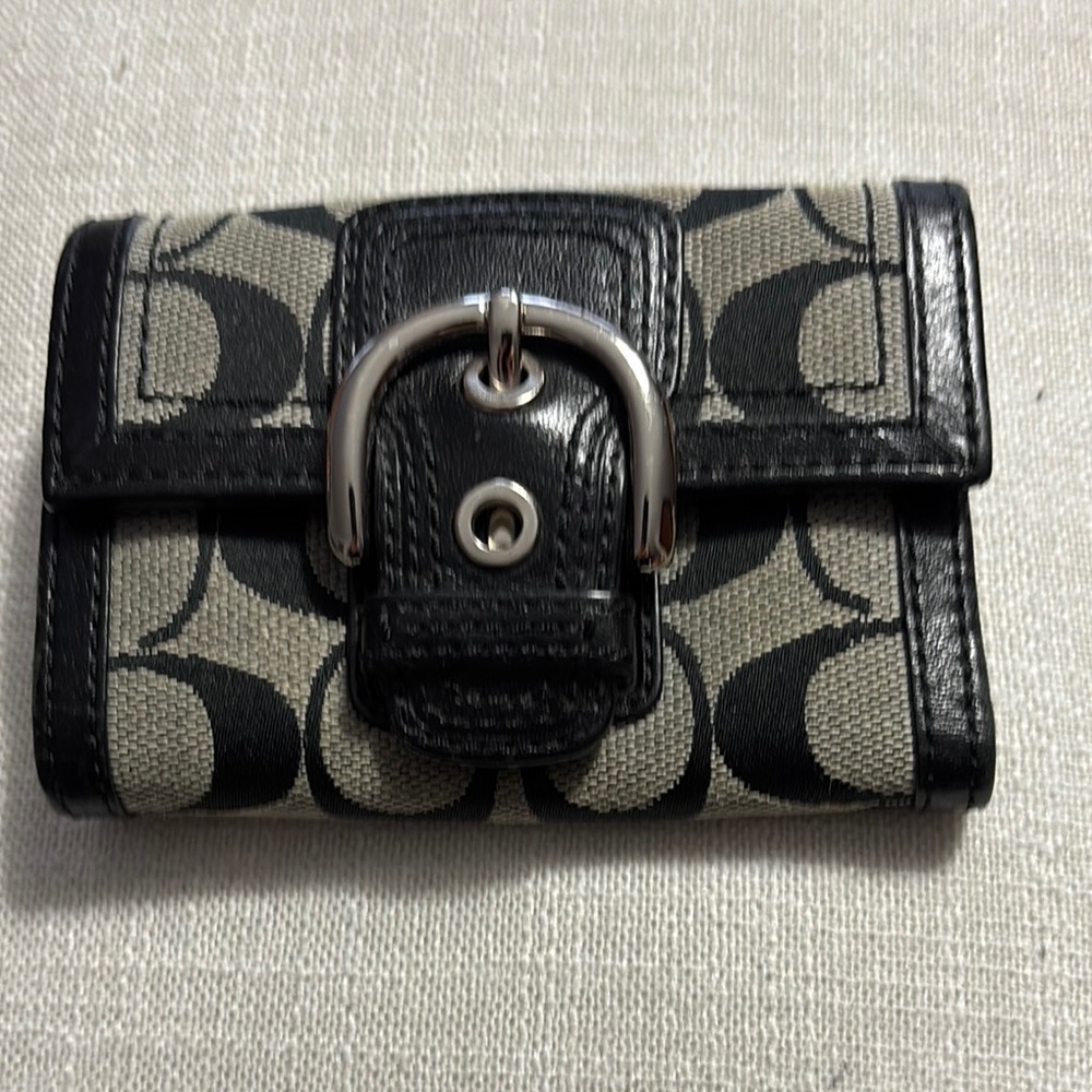 Coach Black and Cream Monogram Wallet